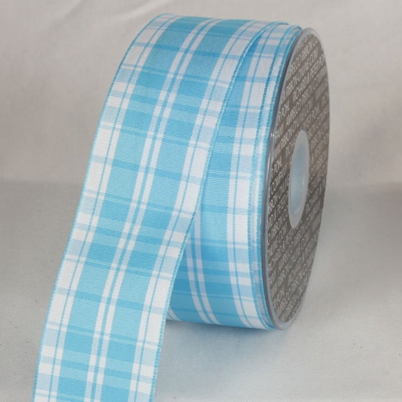The Ribbon People Blue and White Plaid Motif Wired Craft Ribbon 1.5" x 27 Yards
