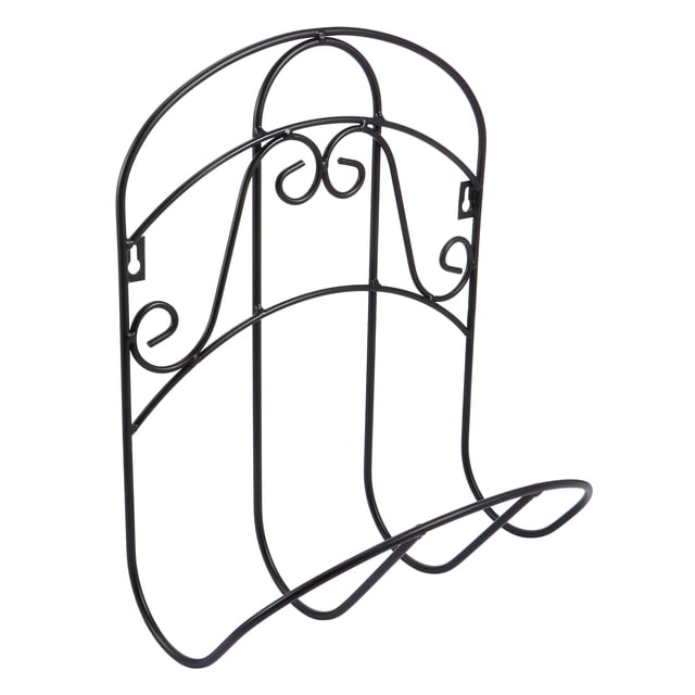 Phenofice 1Set Decorative Black Hose Storage Rack Wall Mounted Iron for Neat Hose Organization