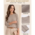 thumbnail image 2 of QUALFORT Women’s Crew Neck Pullover Sweater, Soft Midweight Long Sleeve Wool Blend Knit Top, Coffee, Size XL, 2 of 7