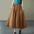 thumbnail image 2 of Falda estilo paraguas de talle alto, adelgazante, de longitud media, elegante y artística, de corte holgado, de color liso, para mujer, talla grande, 2 of 5