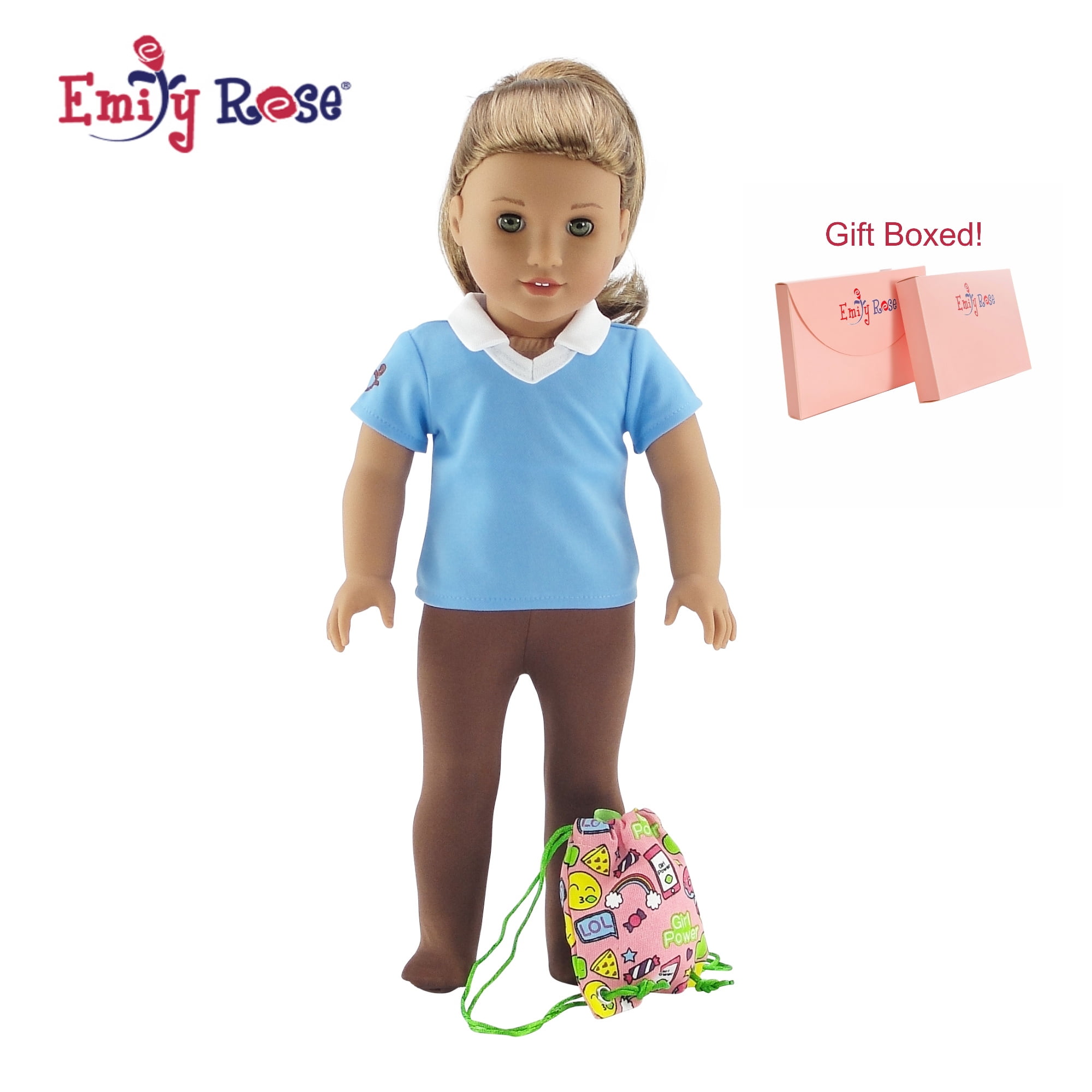 Gift-boxed 18 Inch Dolls Clothes Fits American Girl Emily Rose Doll Clothes Doll Outfit Similar to Junior Girl Scout with SOCKS