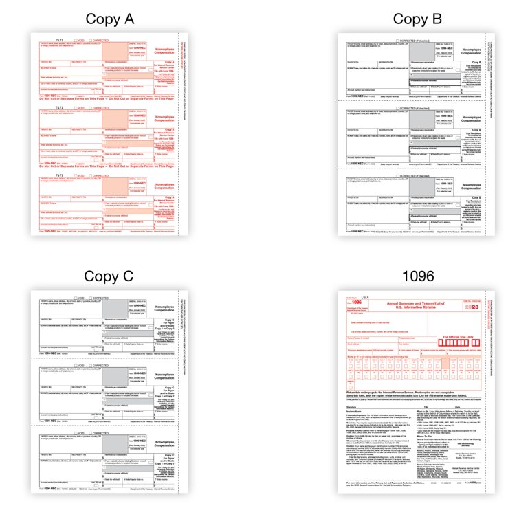 Office Depot® Brand 1099-NEC Laser Tax Forms, 4-Part, 3-Up, 8-1/2