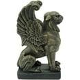 thumbnail image 6 of ANHXN Muscular Stoic Lion Gargoyle with Griffin Wings Crouching On Pedestal Decorative Statue, 6 of 8