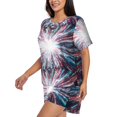 thumbnail image 2 of Fotbe Blue Swirl Fireworks Print Pajama Set for Women 2 Piece Loungewear Short Sleeve Tops and Shorts Set Soft Sleepwear-4X-Large, 2 of 7