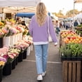 thumbnail image 6 of Women's Striped Sweatshirt Long Sleeve Crewneck Casual Oversized Pullover Relaxed Fit Fall Top, 6 of 7