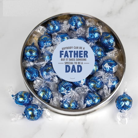 Fathers Day Plastic Gift Tin With 20 Blue Lindt Candy Truffles For Gifts And Giveaways (Dad)