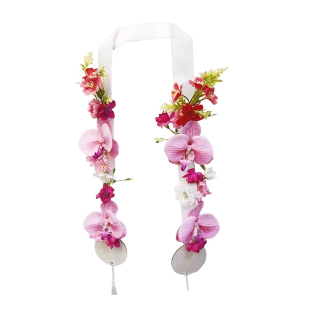 Guirnalda de flores de graduación con diseño de corbata, bata de graduación de 140 cm de largo, accesorio para fotografía. Estilo F