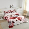 thumbnail image 3 of Girls Flower King Bedding Sets Hydrangea Floral Comforter Set for Women,Red Gradient Duvet Insert Vintage Ombre Down Comforter,Oil Painting Aesthetic Bedding Comforter Sets Room Decorative, 3 of 7