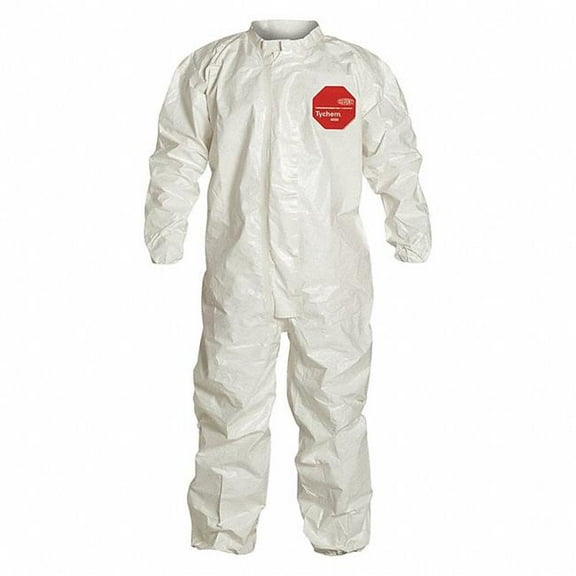 Dupont DPT-SL125TWH3X000600 Tychem 4000 Coverall - Zip Flap - Elastic Wrists & Ankles, White - 3XL