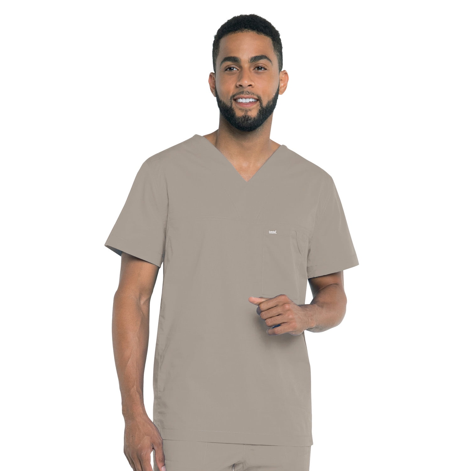 Landau Men's Rip Stop Stretch Modern Tailored Fit Breathable Fade Resistant 1 Pocket Pull Over Shirt Scrub, Style 4127