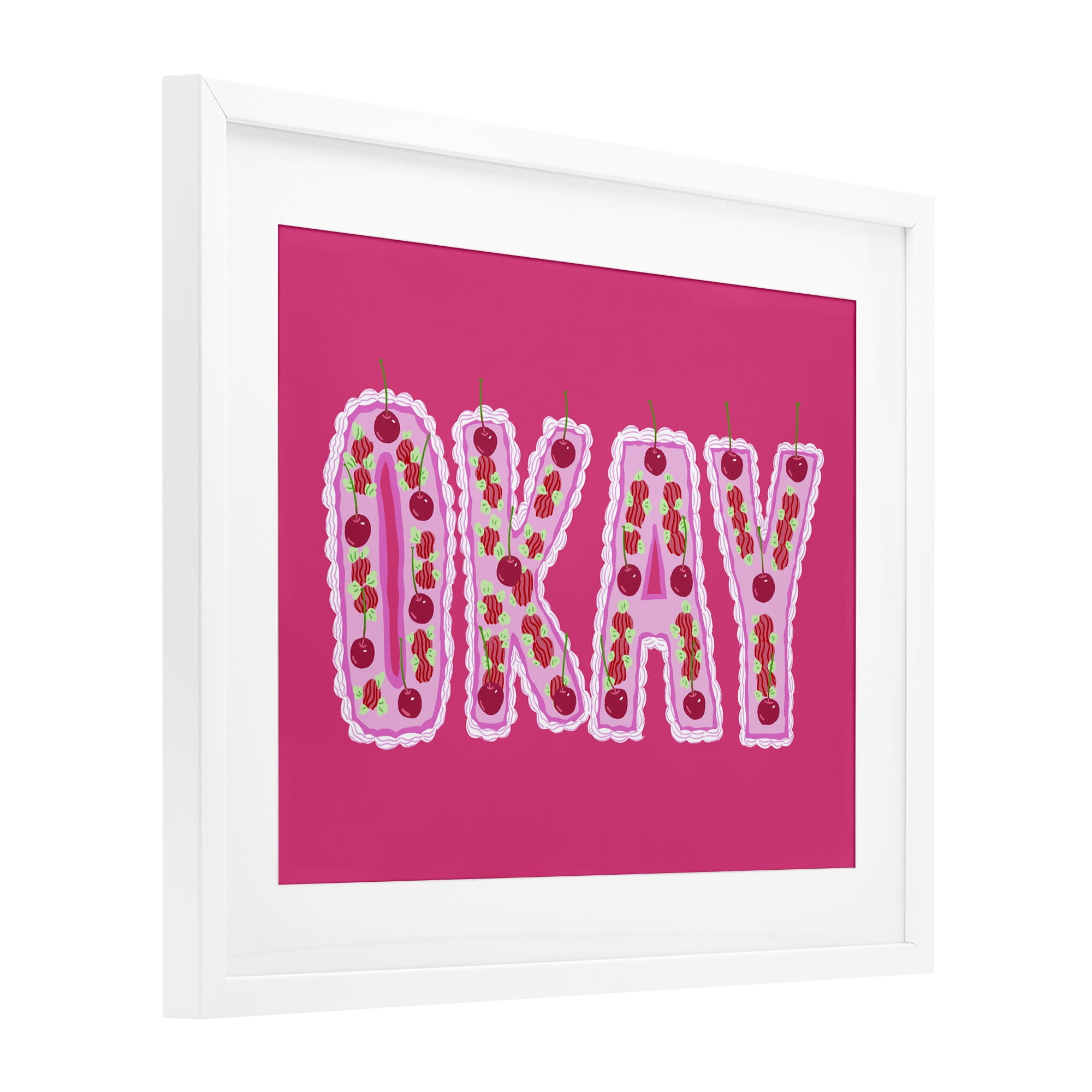 Stupell Industries Okay Cherry Cake White Framed Print Under Glass, design by Ziwei Li