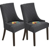 Jokapy 2 Pack Chair Covers for Dining Room, Stretch Jacquard Wingback Chair Slipcovers, Dark Gray