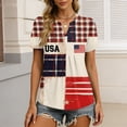 thumbnail image 4 of LWavelet Fourth of July Shirts for Women Short Sleeve Tops V-Neck Casual USA Patriotic Floral Embroidered Tee Multicolor S, 4 of 7