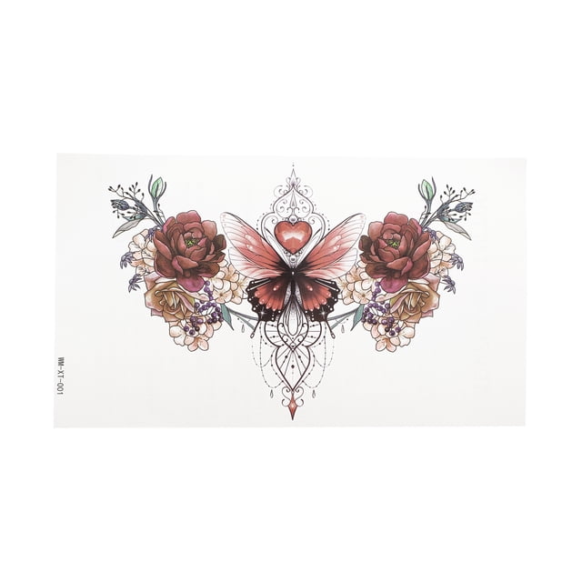 Unique Bargains 1 Pc Realistic Temporary Tatto Collarbone Fake Tattoos Red Black