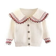 thumbnail image 2 of Vitality Girl Knit Sweater｜Girls' Loose-Fit Soft Cardigan Jacket｜Versatile for School, Casual, and Everyday Wear,110,White,Suitable for all seasons, 2 of 6