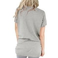 thumbnail image 3 of XXLvision Women Solid Color Crew Neck Front Pockets Short Sleeve Pullover Top, 3 of 4