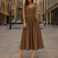 thumbnail image 3 of Efsteb Women's Summer Sleeveless Midi Dress Solid Color Spaghetti Strap Tank Dress Cute Casual Dresses (Coffee,S), 3 of 8