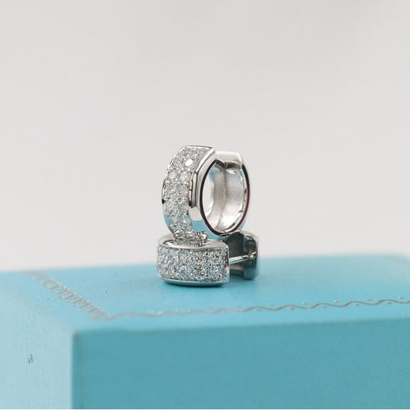 Hitanshu Jewels Round Cut Cubic Zirconia Women's Cluster Hoop Earrings 14k White Gold Over