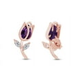 thumbnail image 3 of Pear & Marquise Shape Simulated Amethyst & White Cubic Zirconia Stud Earrings In 14k Rose Gold Over Sterling Silver, 3 of 5