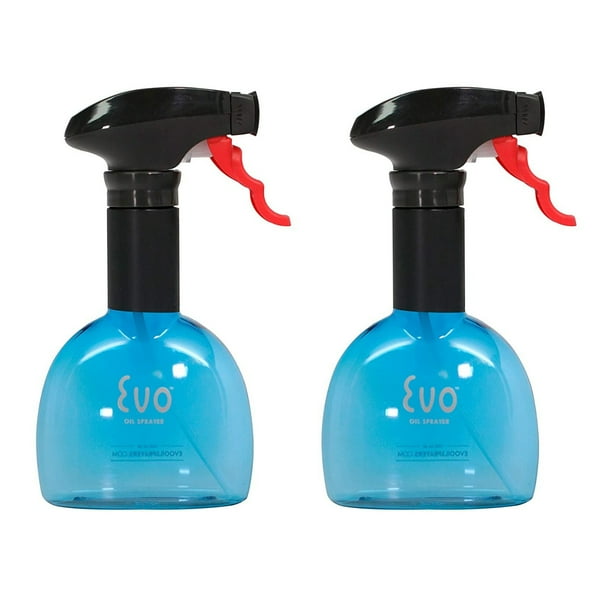 Evo Oil Sprayer NonAerosol Bottle for Cooking Oil (Blue, 8 oz) (2Pack