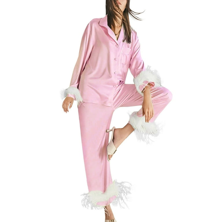 DondPO Womens Pajamas,Silk Pajamas for Women Casual Sleepwear Suit