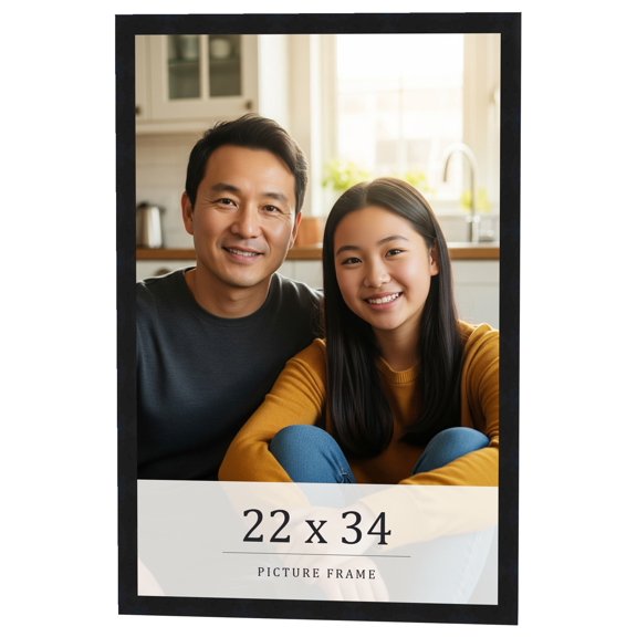 22x34 Frame Black Real Wood Picture Frame Width 0.75 inches | Interior Frame Depth 0.5 inches |