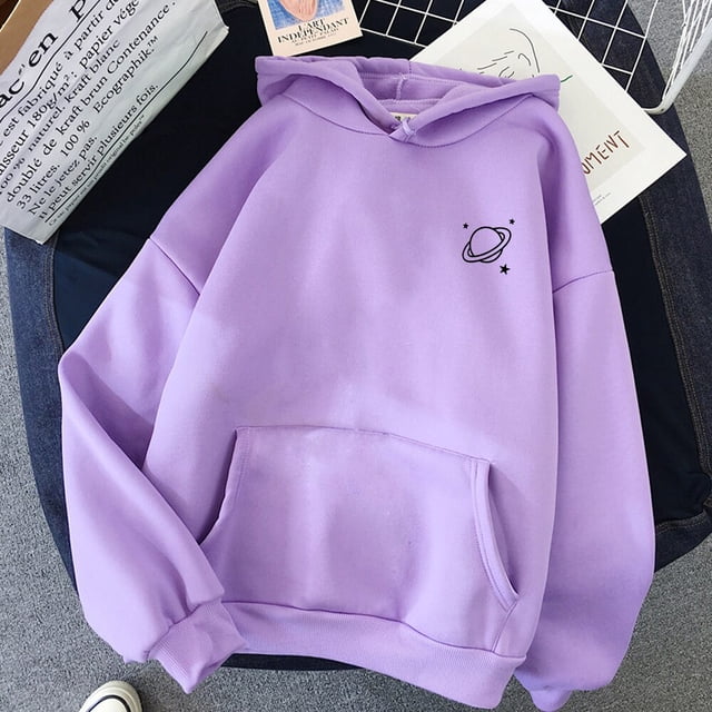 Sudadera Con Capucha De Terciopelo Con Estampado De Saturno Casual De Moda Para Hombres Manga Larga Para Parejas Sudaderaspangjing