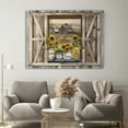 thumbnail image 6 of Sunflower Wall Art Canvas Print Rustic Wall Decor Faux Barn Doors Sunflower Jars On Barn Painting Picture Framed Modern Farmhouse Artwork for Living Room Bedroom Bathroom Office Home Decor 12x16 In, 6 of 6