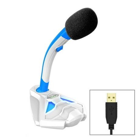 AMZER Desktop Omnidirectional USB Wired Mic Condenser Microphone with Phone Holder, Compatible with PC / Mac for Live Broadcast, Show, KTV, etc(White +