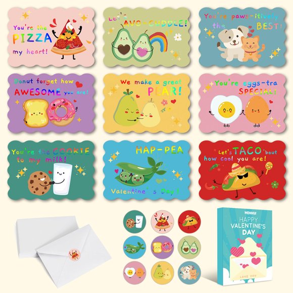 Tarjetas de San Valentín WENHUI, paquete de 36 para niños y escuela, 4.7 x 3.2 in