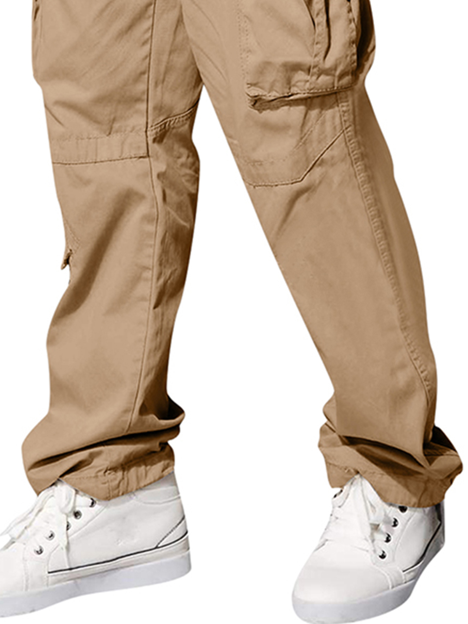 ORQ Men Solid Multi Pockets Loose Straight Outdoor Cargo Pants