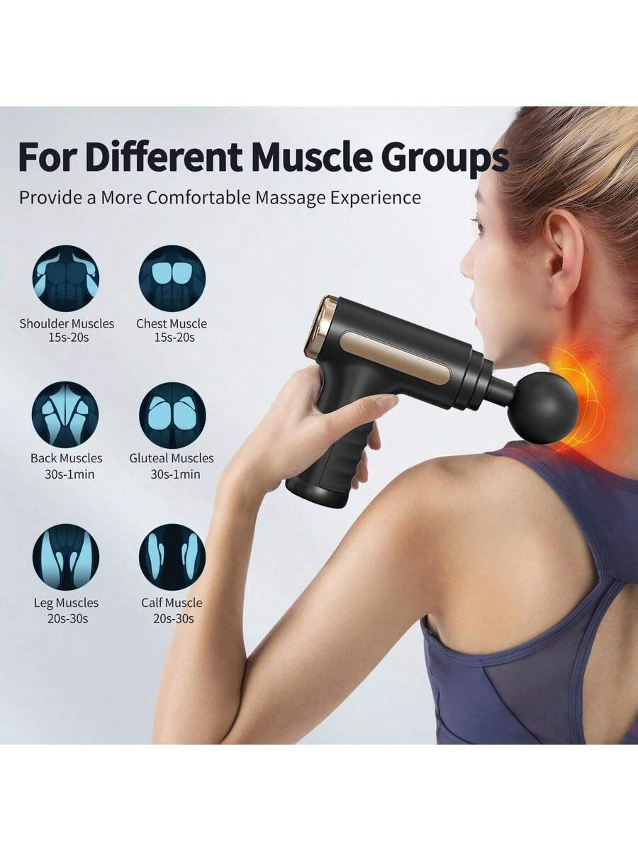 720 Key Fascia Massage Gun, USB Rechargeable 1200mAh, 6 Speeds & 4 Heads for Muscle Relaxation, Recovery for Athletes, Office Workers, Fitness Enthusiasts