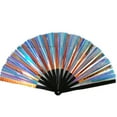thumbnail image 2 of LSLXA Hand Rave Fan Holographic Folding Popping Line Dance Fan Foldable Handheld Clacking Fans for Line Dancing Craft Laser Rave Accessories for Festival Party Club, 2 of 4