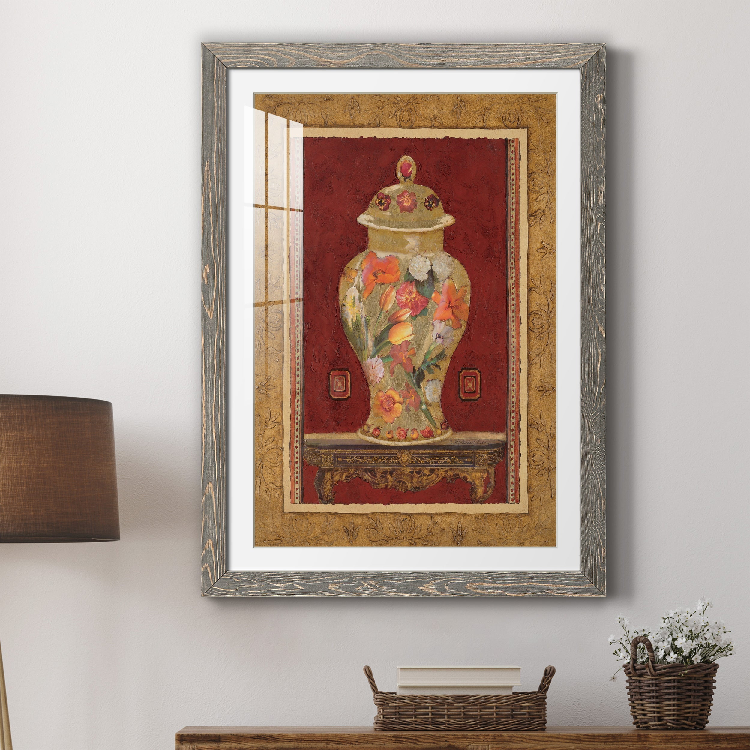 Romantic Urn II - Premium Framed Print - Distressed Barnwood Frame - Ready to Hang