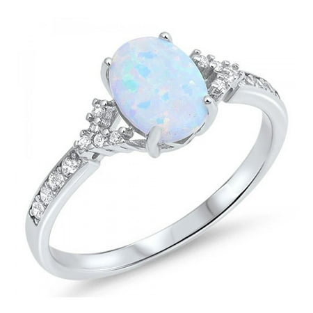 925 Sterling Silver Lab opal Gem Ring