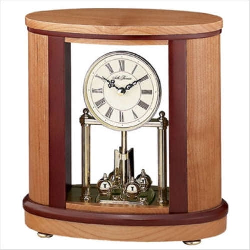 Seth Thomas Large Oval Mantel Clock in Natural Wood