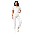 thumbnail image 6 of Scrubs for Women Set Stretch V-Neck Scrub Tops Jogger Pant Nursing Uniforms Scrubs Sets Breathable Casual Outfits White L, 6 of 6