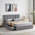 thumbnail image 2 of VECELO Queen Size Bed Frame with 4 Storage Drawers, Modern Upholstered Platform Bed with Adjustable Headboard, Wood Slat Support/Easy Assembly, Dark Gray, 2 of 7