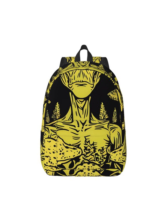 Honeii saucerman Mushroom Forest Print Canvas College Laptop Backpack, Durable Rucksack Travel Notebook Bag School Backpack Book Bag for Men Women-Small