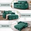 thumbnail image 5 of Anpport 3-in-1 Convertible Sleeper Sofa Bed, Pull-Out Loveseat Couch with Adjustable Back, Velvet Fabric, 55",Green, 5 of 6