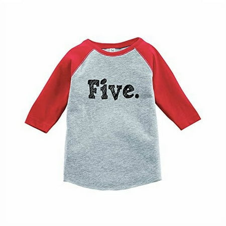 

7 ate 9 Apparel Kids Five Birthday Red Raglan Tee