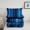 thumbnail image 5 of meiyoeat gradient Lines Texture Full Size Comforter Sets,Neon Blue Black Bedding Comforter Set,Reversible,3 Pieces,1 Comforter and 2 Pillowcases, 5 of 7