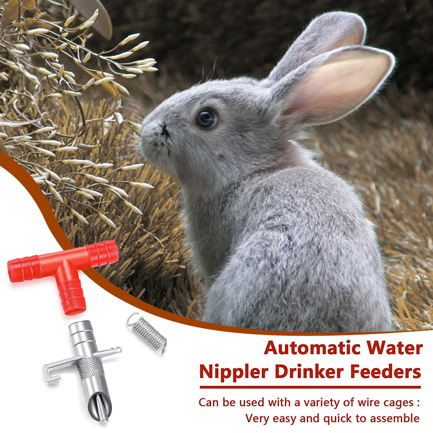 Rabbit Water Feeder Rodent Rabbit Ferret Mouse Nipple Water Drinker for 500pcs 