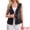 Black, variant on DARING DIVA Women's V Neck Patch Pockets Button Down Sleeveless Jacket S Blue