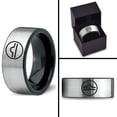 thumbnail image 4 of Tungsten Horoscope Zodiac Astrology Libra Band Ring 8mm Men Women Comfort Fit Brushed Gray Flat Cut Black Polished, 4 of 4
