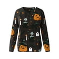 thumbnail image 3 of Arvbitana Women Halloween Pullover Long Sleeve Crew Neck Sweatshirt Pumpkin/Cat Print Hoodies Fall Tops Loose Casual Streetwear, 3 of 6