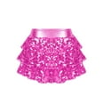 thumbnail image 2 of YiZYiF Kids Girls Sparkly Sequins Dance Skirt Tiered Ruffle Skorts Hip Hop Jazz Performance Costume Hot Pink 4, 2 of 7