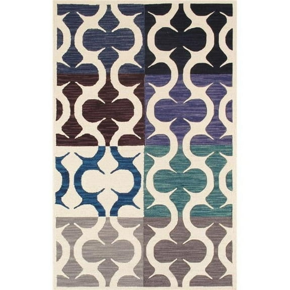 Pasargad Home PBW-786CHART 5X8 Pasargad Home Transitiona Collection Hand-Tufted Lamb's Wool Area Rug- 5' 0' X 8' 0'