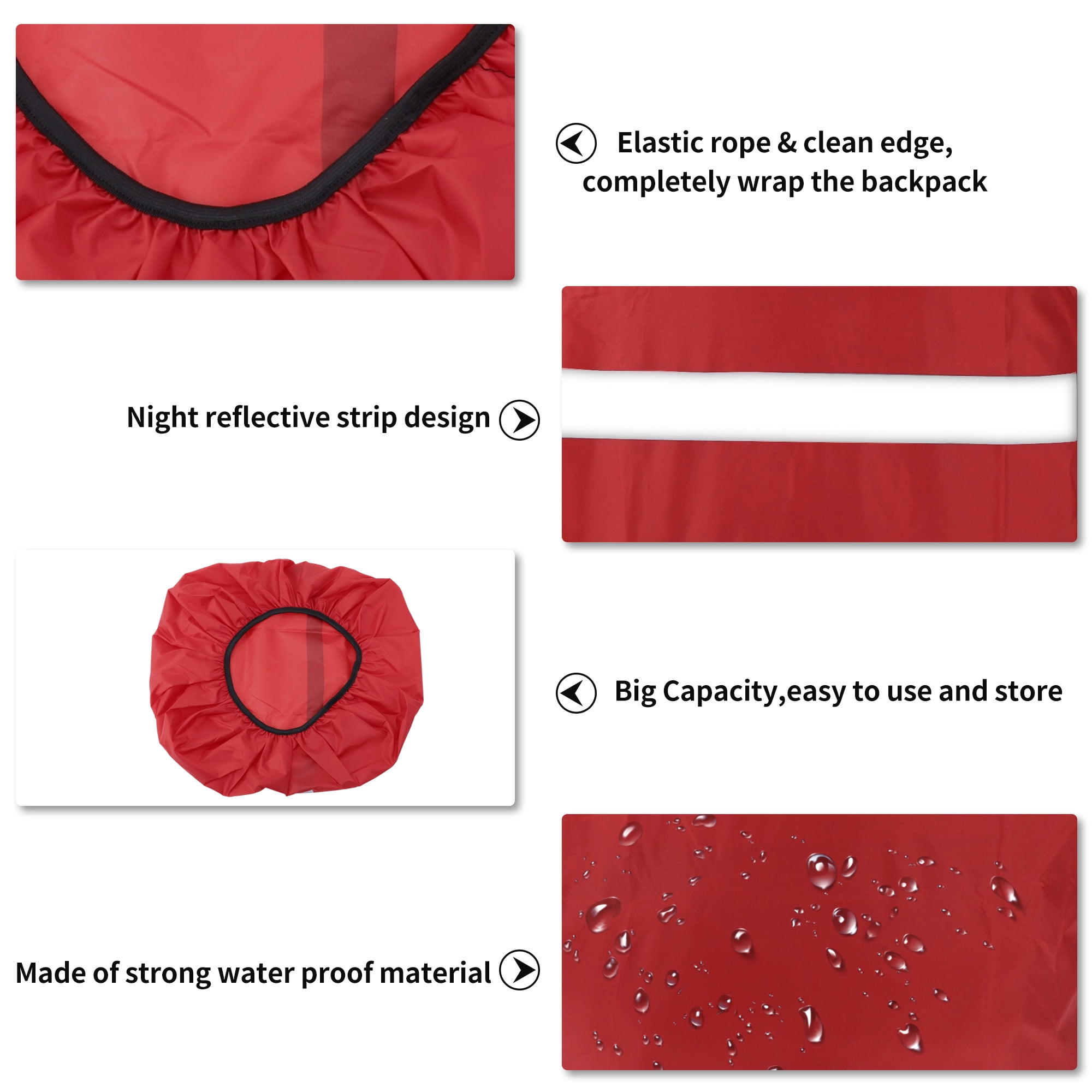 Unique Bargains Reflective Waterproof Backpack Rain Cover for Outdoor Hiking, Small, Red