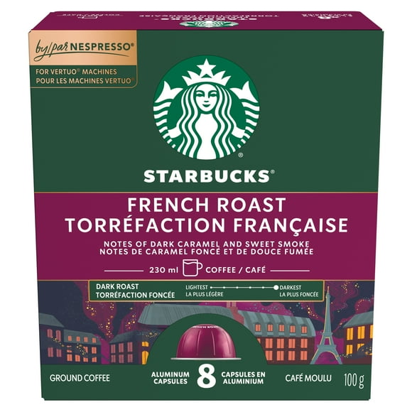 STARBUCKS French Roast for NESPRESSO VERTUO, Dark Roast Coffee, Capsules